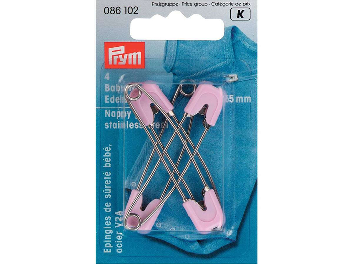 Prym Sikkerhetsnåler Baby 55mm 4stk  Lys rosa 086102