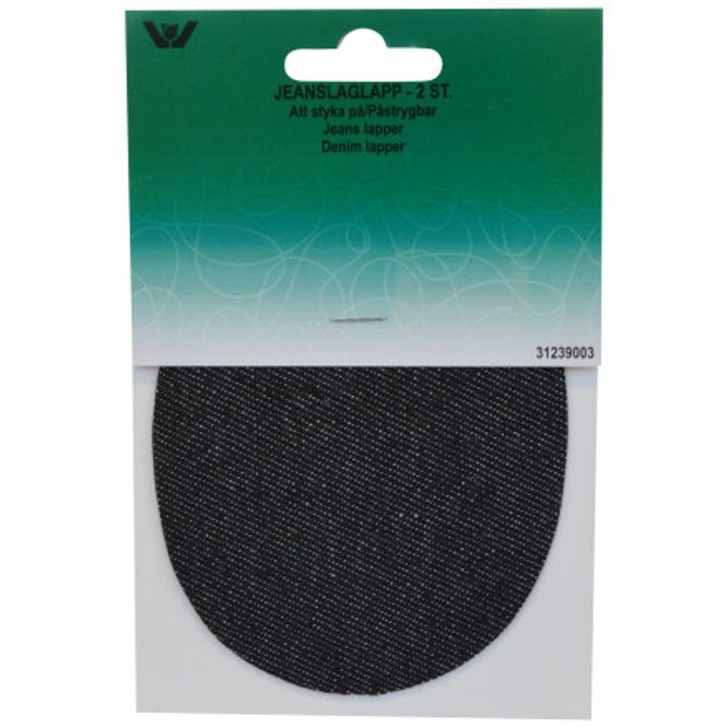 Hovedbilde Jeanslapper, Oval 9x11,5cm, 2stk. Sort frg 12