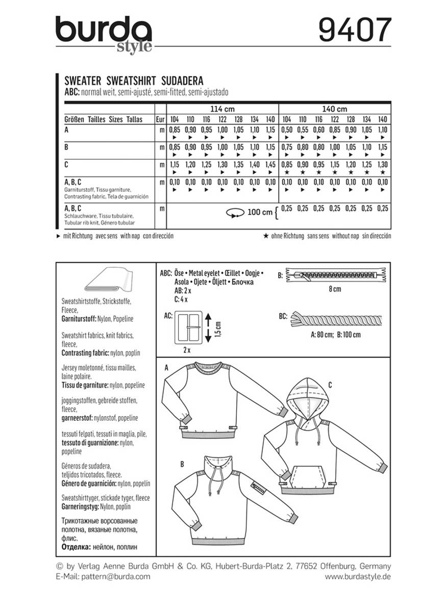 Burda Mnster B9407 Children's Sweater Sewing