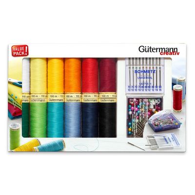 Gütermann 12 spoler a 100 meter Sew-All Thread inkl symaskinnåler og lknappenåler