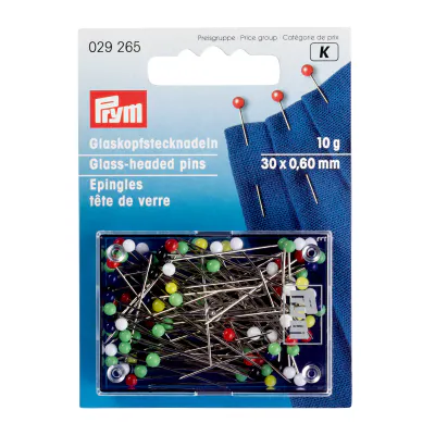 Prym Knappenåler med Glasshode - 30x0,60mm 10g 029265