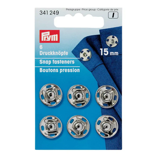 Hovedbilde Prym Trykknapper, 15mm, Sølv, 341249
