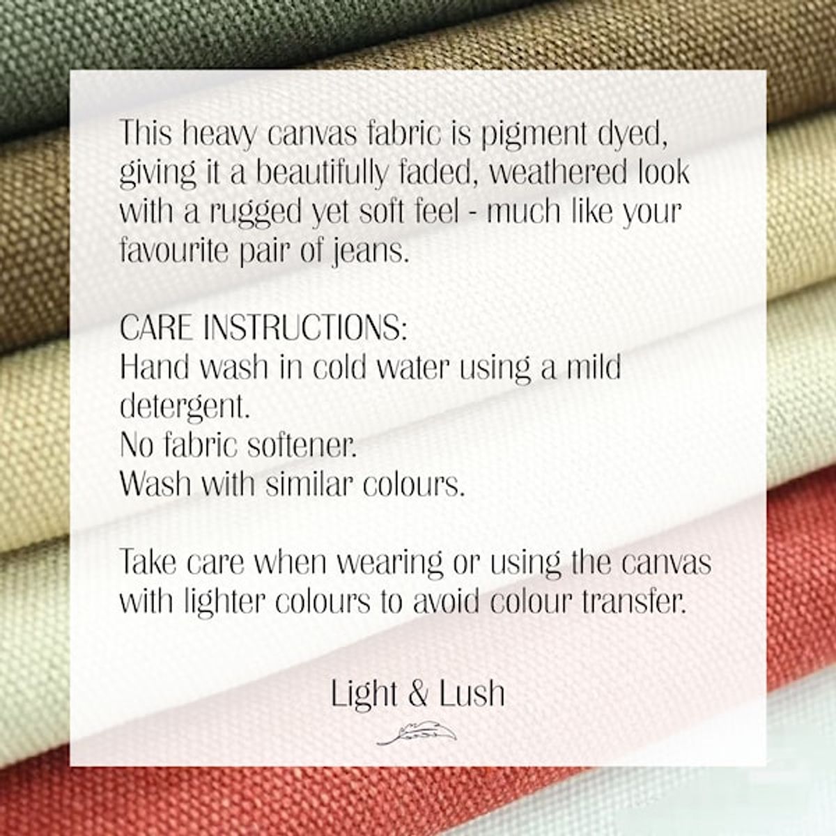 Light & Lush Heavy Washed Canvas, Lys oliven