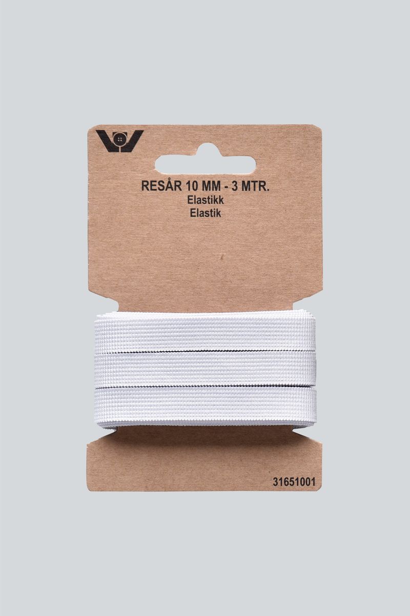 Elastikk 10mm - 3m Hvit - 31651001