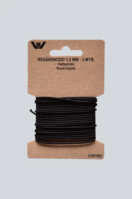 Hovedbilde Hattestrikk 1,5mm, 3m Sort, 31651501
