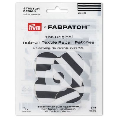 Prym x FabPatch Reparasjonslapp STRETCH Sort/hvit - 3stk