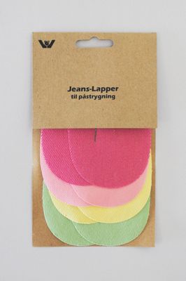 Jeans mini-lapper, Oval 7x9,5cm, 4par. ass. Farge, 9006-0002