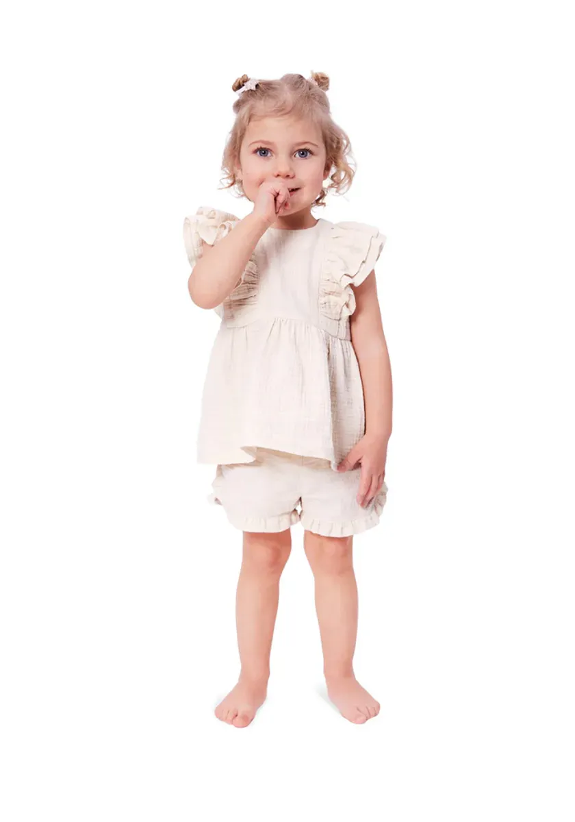 9190 - Burda - shorts & bluse m/ rysjer